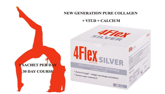 4 Flex SILVER 30 sachets COLLAGEN HYDROLYZATE Fortigel® +VIT D+ CALCIUM