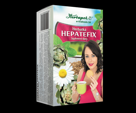 HERBAPOL - HEPATEFIX - 20 sachets - The selected herbs help bring relief to liver complains. The artichoke herb alleviates contractions of the bile duct, helps in indigestion, flatulence, stimulates bile secretion and supports the liver function.
