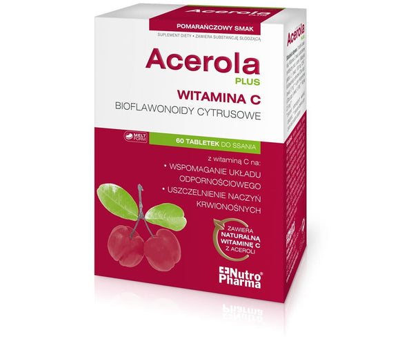 ACEROLA PLUS - 60 lozenges is a complex supplement, which is a rich source of natural bioflavonoids (rutin, hesperidin) and vitamin C helps in: - the proper functioning of the ...