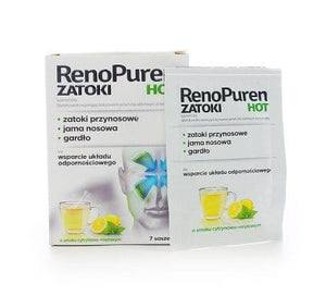 RENOPUREN HOT - 7 sachets - s recommended as a dietary supplement for people with persistent upper respiratory problems: - paranasal sinuses, the nasal cavity, throat - and support the immune system