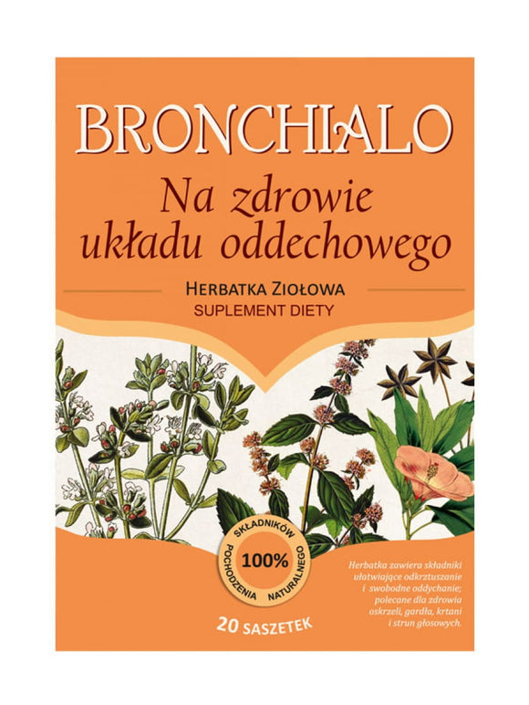 Herbal Tea - BRONCHIALO for Respiratory Health - 20 Twice Bigger sachets 5g Each - Franciscan Herbs - Franciscan Monks - Traditional Old Herbal Recipe