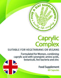FIVE A DAY SUPPLEMENTS Caprylic Complex 60 Candida Support Capsules Suitable for Vegetarians and Vegans