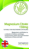 FIVE A DAY SUPPLEMENTS Magnesium Citrate - 120 Capsules - Providing 150mg of Active Elemental Magnesium - Suitable for Vegetarian and Vegans