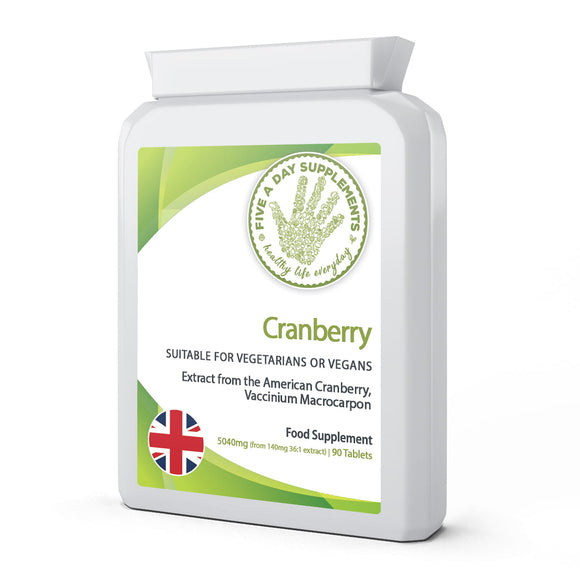 FIVE A DAY SUPPLEMENTS Cranberry 5040 mg 90 Tablets - Supports Healthy Bladder And Urinary Function - Suitable for Vegetarians and Vegans