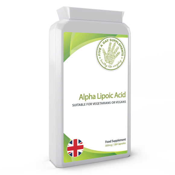 FIVE A DAY SUPPLEMENTS Alpha Lipoic Acid 300mg Supplement - 120 Capsules - Suitable for Vegetarians and Vegans