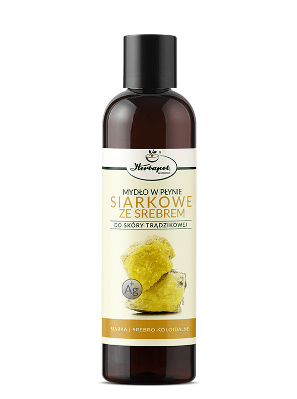 HERBAPOL - SULFUR LIQUID SOAP WITH SILVER 250 ml  - For Acne Skin