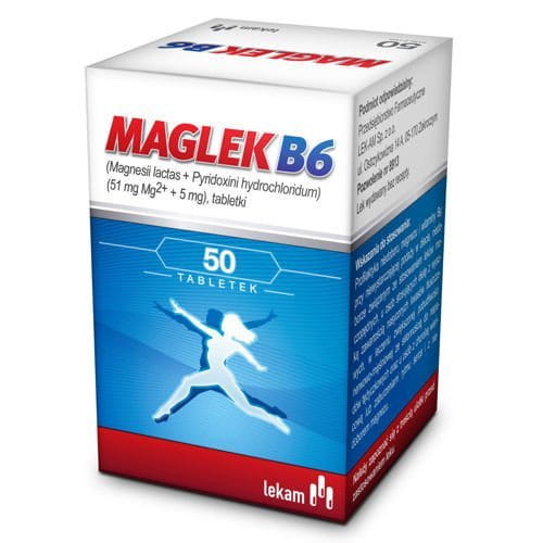 MAGLEK B6 - 50 tablets - Prevention of magnesium and Vitamin B6 deficiency: - resulting from insufficient supply in the diet - related to using diuretics - in people using a diet rich in saturated fatty acids