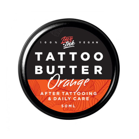 LOVEINK TATTOO BUTTER - Butter For Daily Tattoo Care - ORANGE - 50 ml - Suitable For Vegans