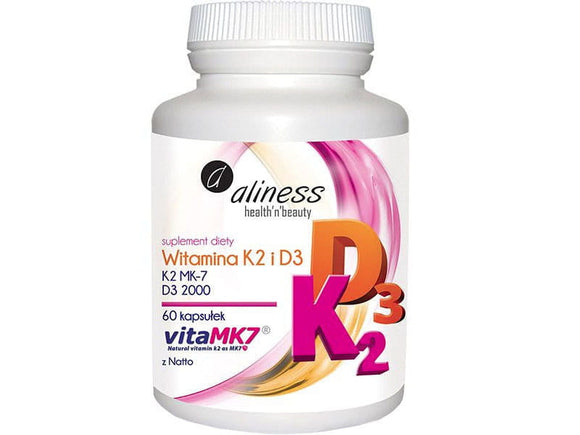 Aliness Vitamin K2 MK7 and D3 - vitamin K and D - 60 capsules