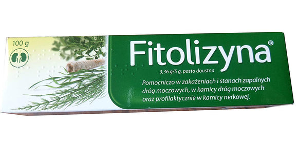 Fitolizyna - Herbal paste for preparing oral suspension - Indications and use: In urinary tract infections and inflammations, in urolithiasis and as preventive treatment in urolithiasis.