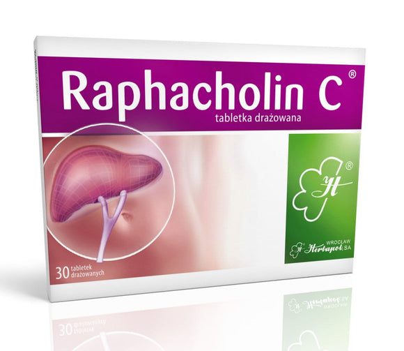 RAPHACHOLIN C 30 tablets - Liver Detox Cleanse Regeneration Support Constipation Relief 100% Natural Digestion Aid - Stomach Pain Bloating Gas Flatulence Acid Reflux Heartburn Treatment NEW