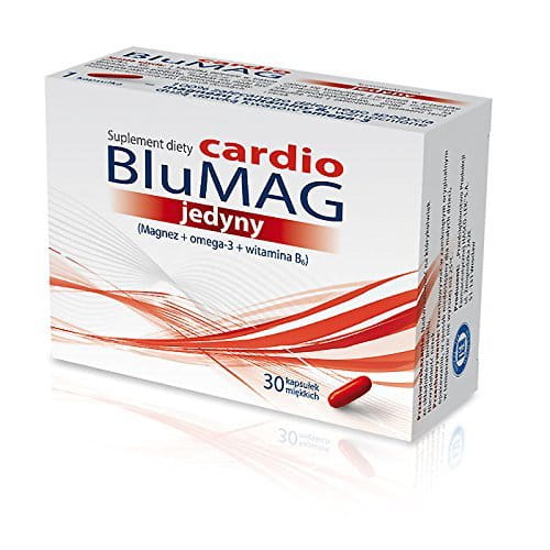 BluMag cardio only -30 capsules - a combination of omega-3, magnesium and vitamin B6 in the amount of 100% of the recommended daily intake.