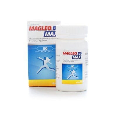 MAGLEQ B6 MAX - 50 tablets - magnesium supplement - recommended: - In order to supplement the diet with magnesium and vitamin B6...