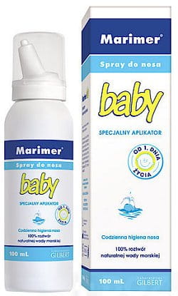 MARIMER Baby Spray 100 ml - is recommended for use in infants and children: - for daily hygiene of the nose; - to moisten dry nasal mucosa; - as a supplement to treat infections of the upper respiratory tract.