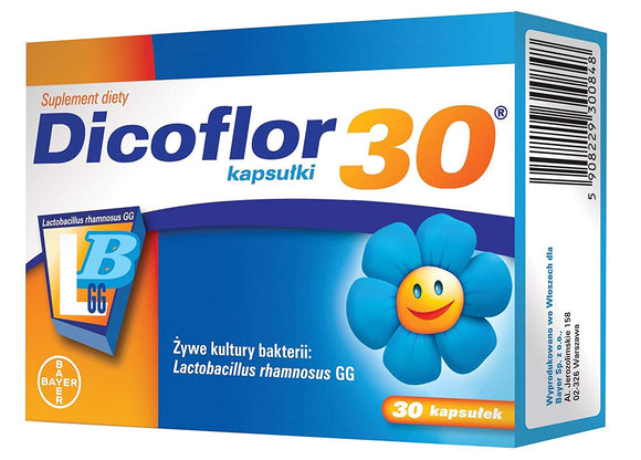 DICOFLOR 30 - 30 capsules - The preparation is intended for infants and children. It has confirmed the safety of use in different types of patients, including: premature babies, pregnant and lactating women, people with impaired digestion and absorption.