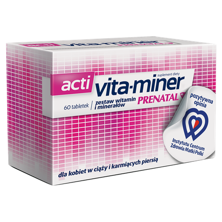Vita-Miner Prenetal - 60 tablets - dietary supplement - support healthy pregnancy, fetal development and lactating women.