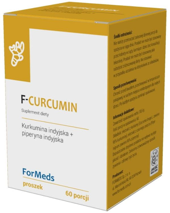 F-Curcumin Indian curcumin 475mg + Indian piperine 9.5mg - 60 servings - ForMeds