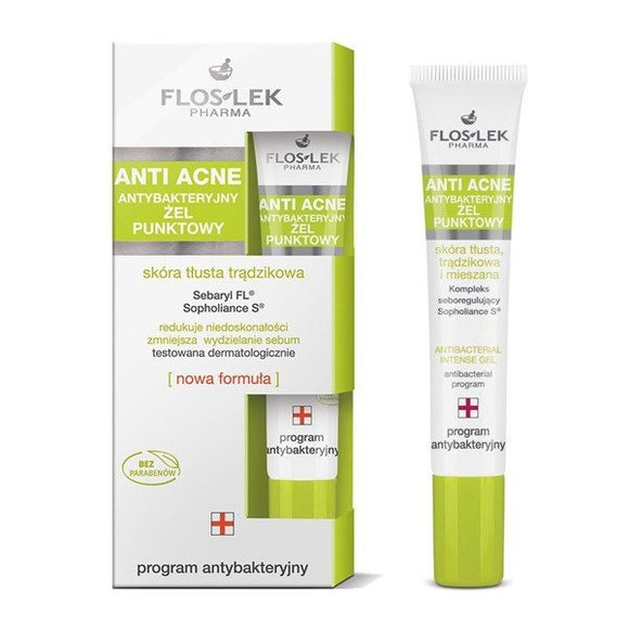 FLOS-LEK ANTI ACNE - Antibacterial Point Gel, Oily And Acne Skin - 20 ml