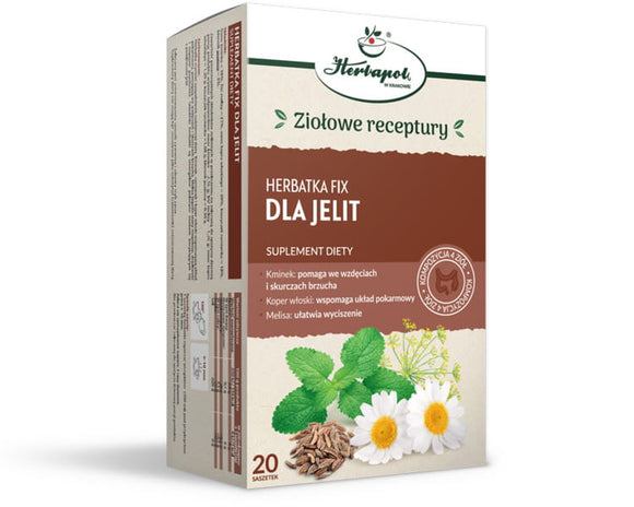 HERBAPOL - TEA FOR THE INTESTINES - 20 sachets - for the intestines is a perfectly composed mixture of herbs, especially recommended for people who suffer from permanent intestinal ailments.