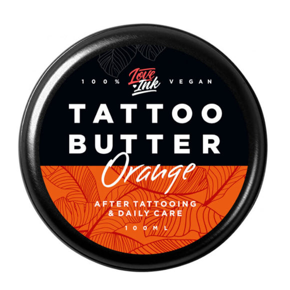 LOVEINK TATTOO BUTTER - Butter For Daily Tattoo Care - ORANGE - 100 ml - Suitable For Vegans