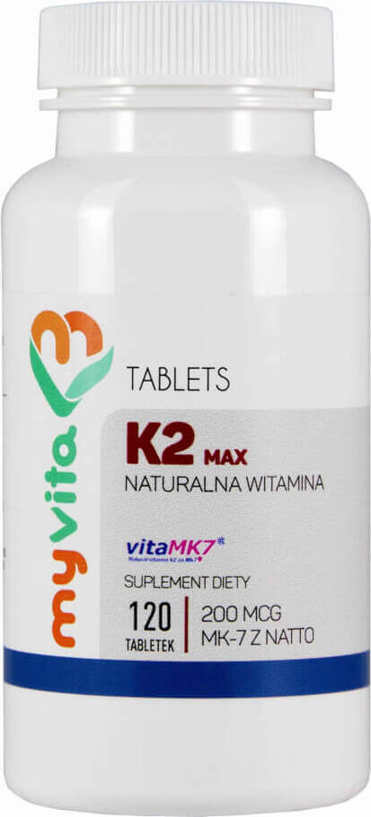 Vitamin K2 MK-7 K2 MK7 MAX 200mcg with natto K2MK7 - 120 tablets MyVita