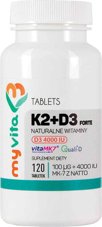 Vitamin K2 + D3 forte D-3 4000IU and K2 100 µg - 120 tablets of MyVita