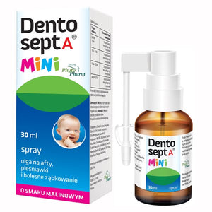 Dentosept A Mini Spray - Relief of aphthas, Thrush and Painful Teething - raspberry flavor - 30 ml
