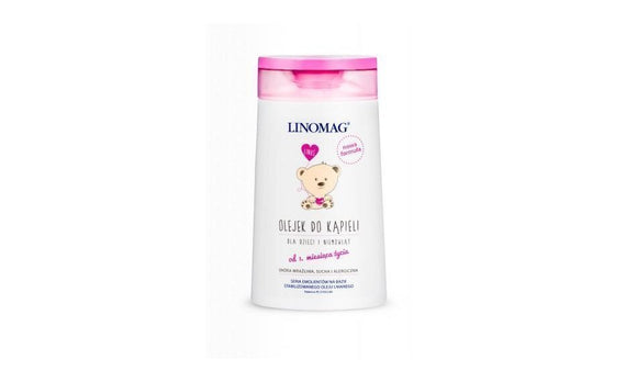 LINOMAG BATH OIL - 200 ml - for babies and children - Soothes irritation and skin lesions occurring in children with allergic skin diseases - with vitamin F