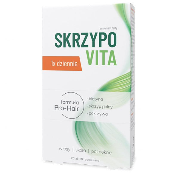 SKRZYPOVITA - 42 tablets - compositions of extracts of horsetail and nettles along with vitamins A , B1 , B2 , B5 , B6 , C, biotin and zinc strengthens hair follicles