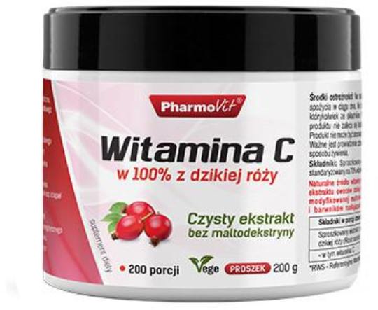 PHARMOVIT - Vitamin C 100% Rosehip - 200g - For Vegans And Vegetarians